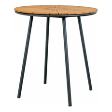 CLEVE Rundt cafébord i metal og teaktræ H74 x Ø70 cm - Sort/Teak