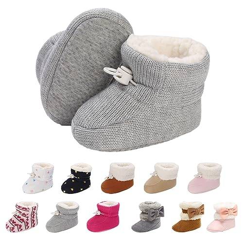 Tolaler Unisex-Baby Neugeborenes Fleece Booties, Verdicktes Futter Warme Baby Winterschuhe Verstellbare Rutschfeste mit Weicher Sohle Baby Booties/Alltagskleidung (0-18 Monate)