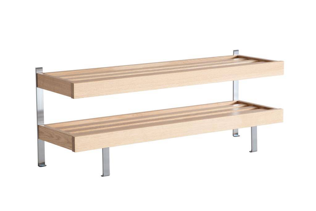 Hall - Dobbelt skohylde som gulvmodel med en bredde på 100 cm Hvidolieret eg