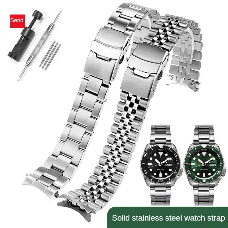 Klockarmband i rostfritt stål, kompatibelt med Seiko.. 5 Grönt vattenspöke SRPD63K1 skx007 009 SRPD63 klockarmband med bågformad öppning