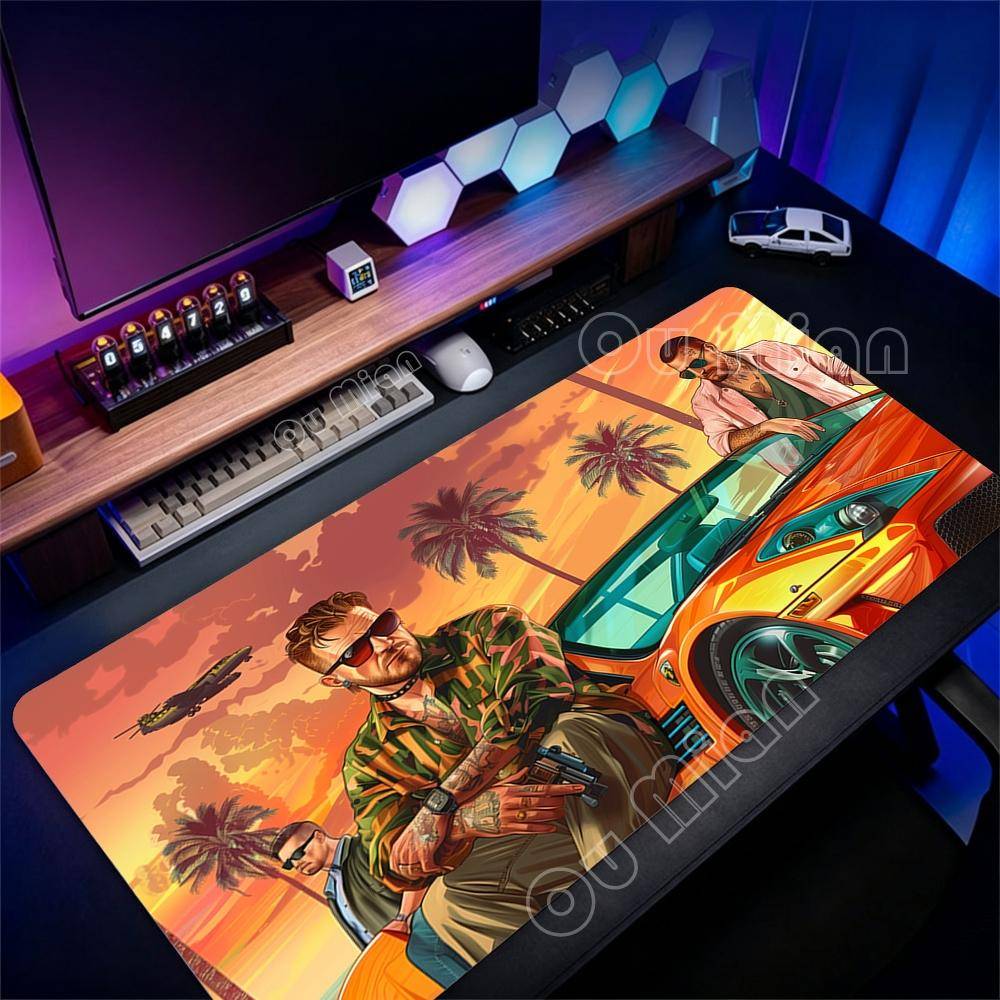 Cool Grand Theft Auto GTA V Spelmusmatta Stor Utökad Musmatta Halkfri Gummibas Vattentät Skrivbordsmatta Spelare Laptopmattor