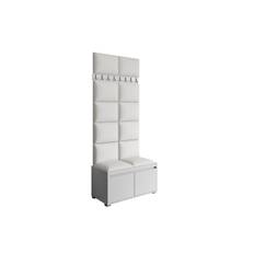 Grawis Sittbänk 2-sits med 12-pack Väggdekoration 40x30 cm - Vit Möbelset för hall & entre