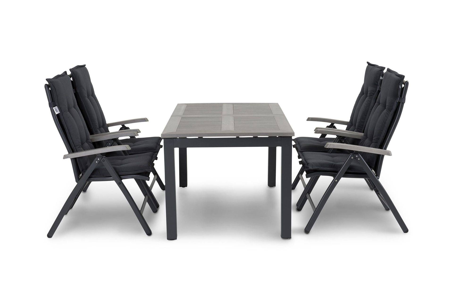 Comfort Garden Monaco Matgrupp Utomhus 152-210 + 4 Positionsstol Lyx - Svart/Svart Matgrupper utomhus