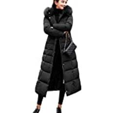Earnmore damvinterjacka lång dunjacka varm parkas jacka med pälshuva quiltad jacka vinterrock avslappnad dunrock