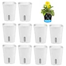 Set med 10 självvattnande blomkrukor, självvattnande krukor med vattennivåindikator, bevattningskruka, örtkruka, bevattningssystem för inomhus- och utomhusbruk (12,5 cm)