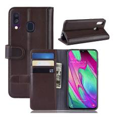 Samsung Galaxy A40 äkta split läderfodral - Brun