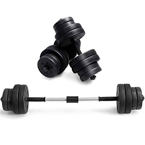 COSTWAY Hantlar set, 2 i 1 justerbara hantlar, set hantelskivor, träningsutrustning för hemmagym träning, hållbar Fitness Barbell Lifting för Bodybuilding, arm muskel fitnessutrustning hem fitness