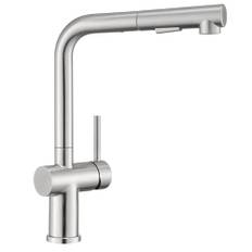 BONADE Wasserhahn Küche Ausziehbar, Hochdruck Küchenarmatur mit Brause 2 Strahlarten, 360° Drehbare Armatur Küche, L Form Mischbatterie Küche, Einhebel Spültischarmatur Edelstahl Gebürstet