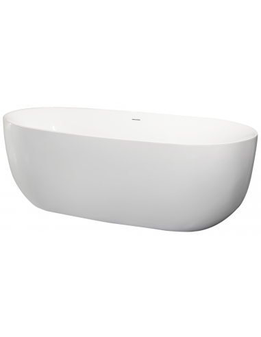 MALASPINA Fritstående badekar 160 x 75 cm Akryl - Blank hvid/Krom