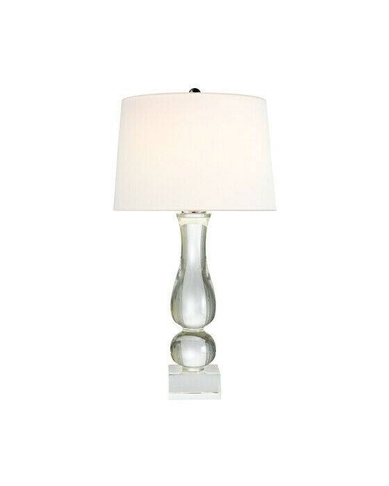 Contemporary Balustrade Table Lamp Crystal/Linen