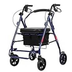 Rollator Walker with Seat 7.8" Wheels for Seniors, Adjustable Handle, Supports Up to 220 Lbs.