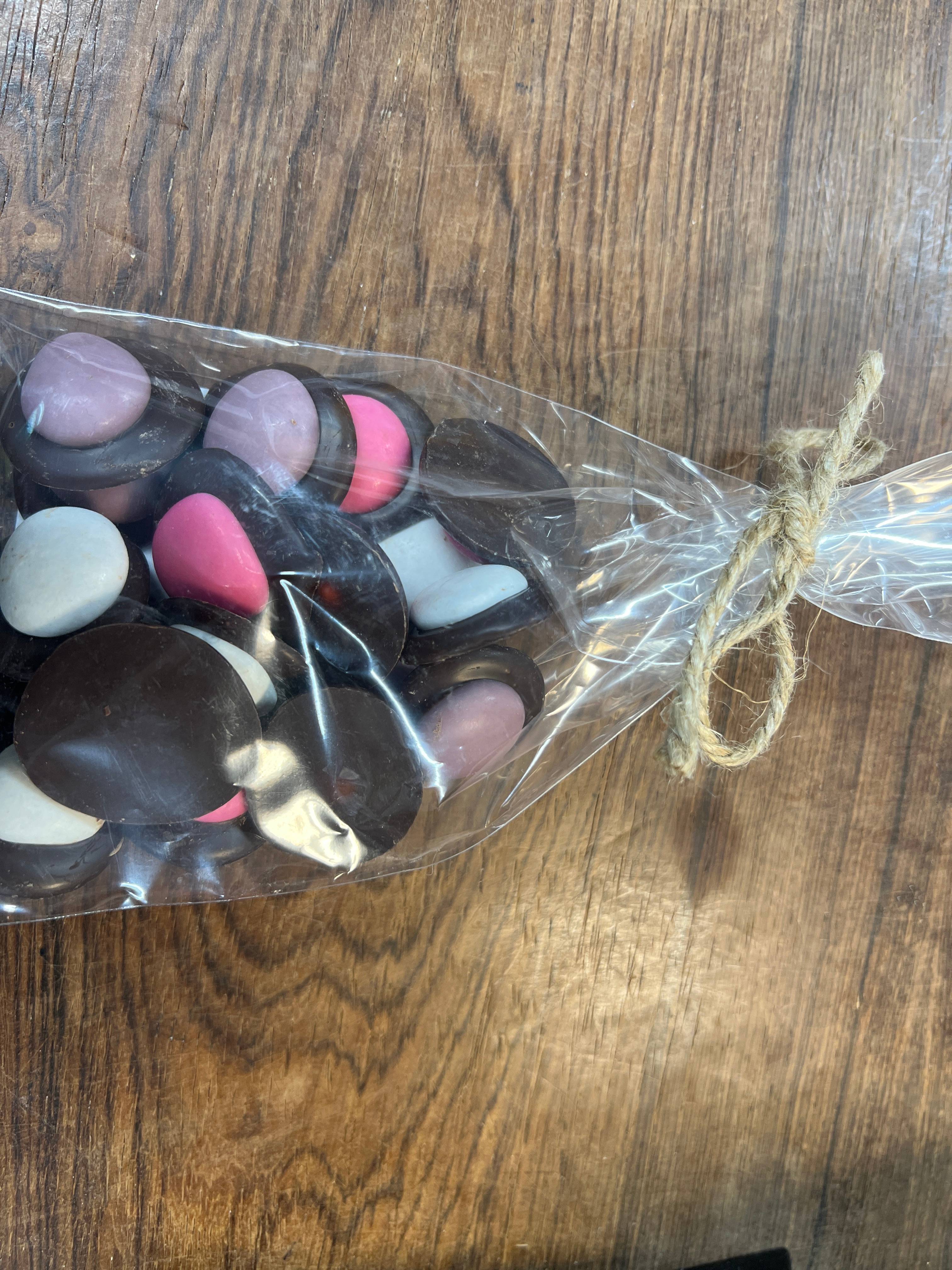 Chokolenten, Åkande/mint blomster, mørk chokolade, ca. 100 g.