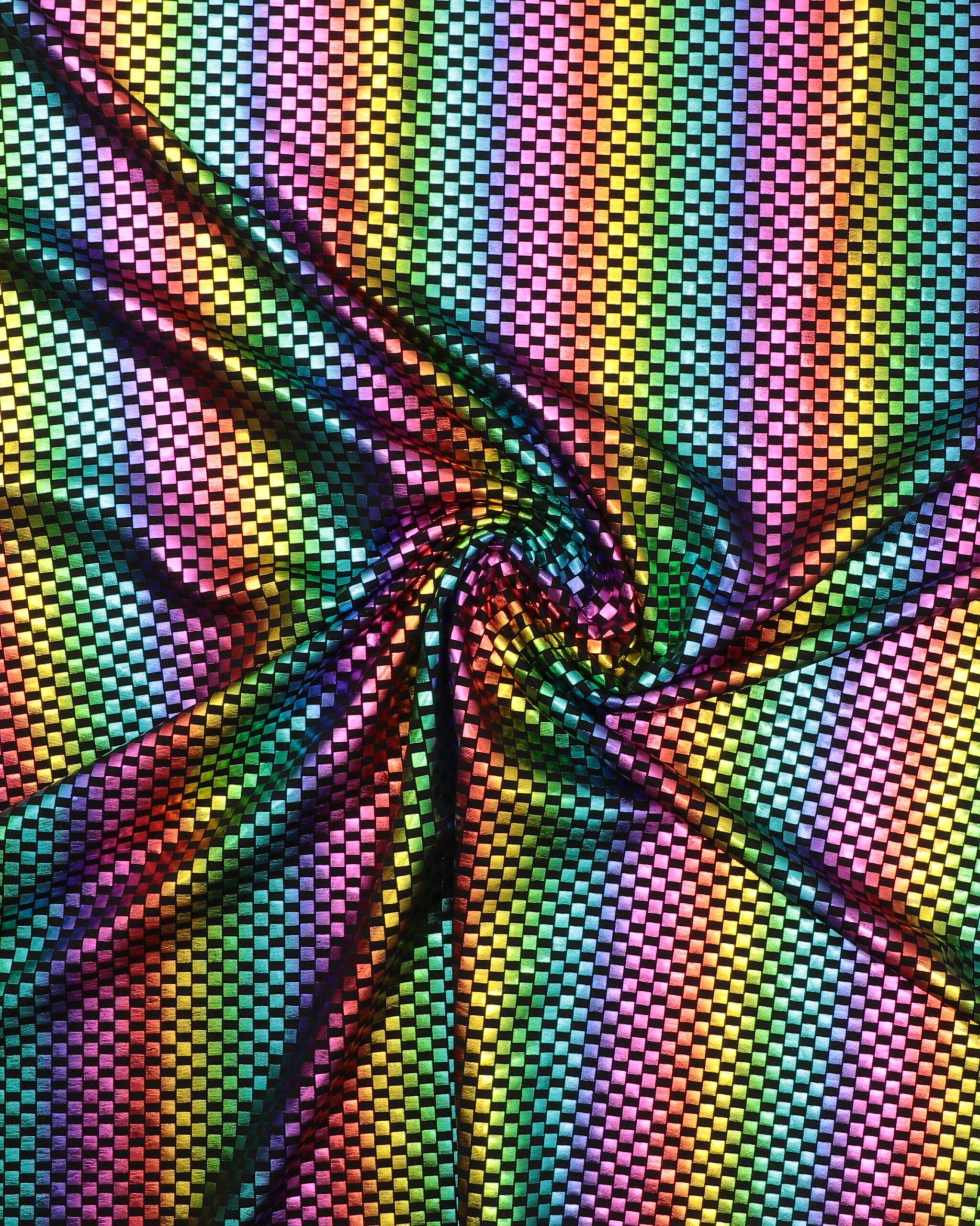 Firkanter gul, grøn, blå, lilla, rød, pink m. stræk - 100% Polyester