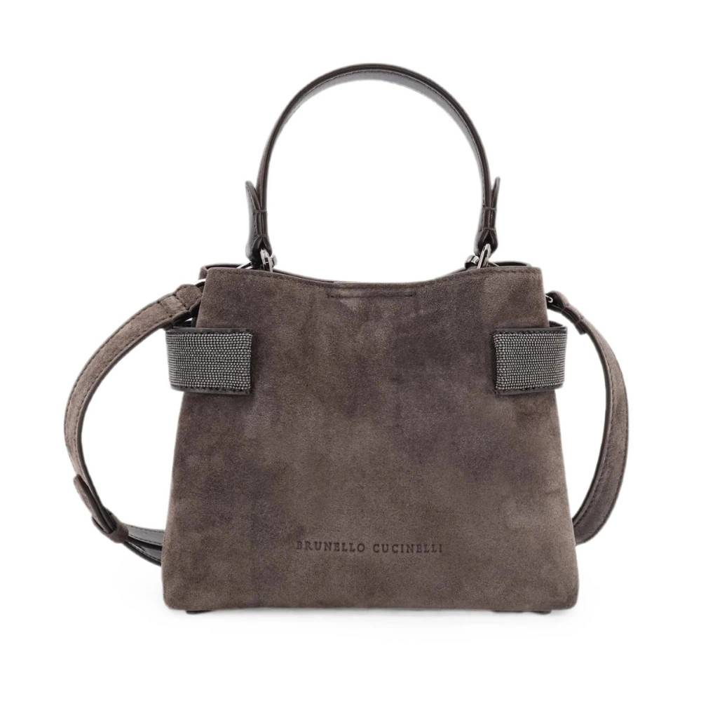 Brunello Cucinelli Essence Lille Håndtaske - Tasker - Dame - Brun - ONE SIZE - Uld