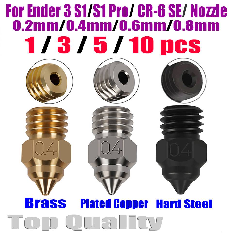 MK8 Nozzle CR-6 SE 0.2 0.4 0.6 0.8mm Nozzles for Creality CR6 SE CR5 Pro /Ender 3 S1 Pro / CR10 V2 / Ender 5 Nozzle 3D Printer