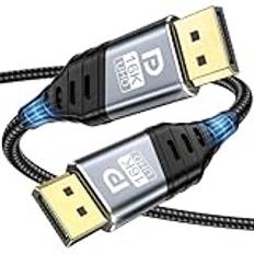 16K DisplayPort Cable 2.1, DP Cable 2M Übertragungsrate 40Gbps 16K@60Hz, 8K@120Hz, 4K@240Hz/165Hz/144Hz, 2K@240Hz for Gaming Monitor, Graphics card, Laptop, PC, TV, Projector