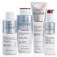 L'Oréal Paris Elvive Bond Repair Kit med förschampo, schampo, balsam och serum utan sköljning, för skadat hår, återskapar hårband, inre hårband, med citronsyra