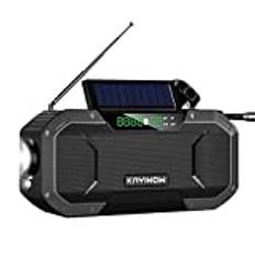 s Bärbara Solradio Nödradio Bluetooth-högtalare, Wind Up Radio, Vattentät Handvevad Solradio with Reading Lamp, LED Flashlight, SOS-larm 5000mAh PowerBank för utomhusväderradio y