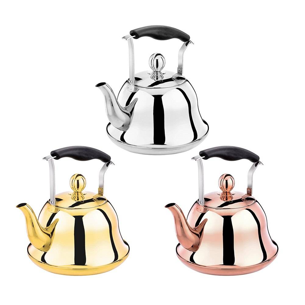 2l visslande vattenkokare med infuser löst blad rostfritt stål whistke tekanna rosa guld sliver vattenpanna gryta för spis induktion - silver--