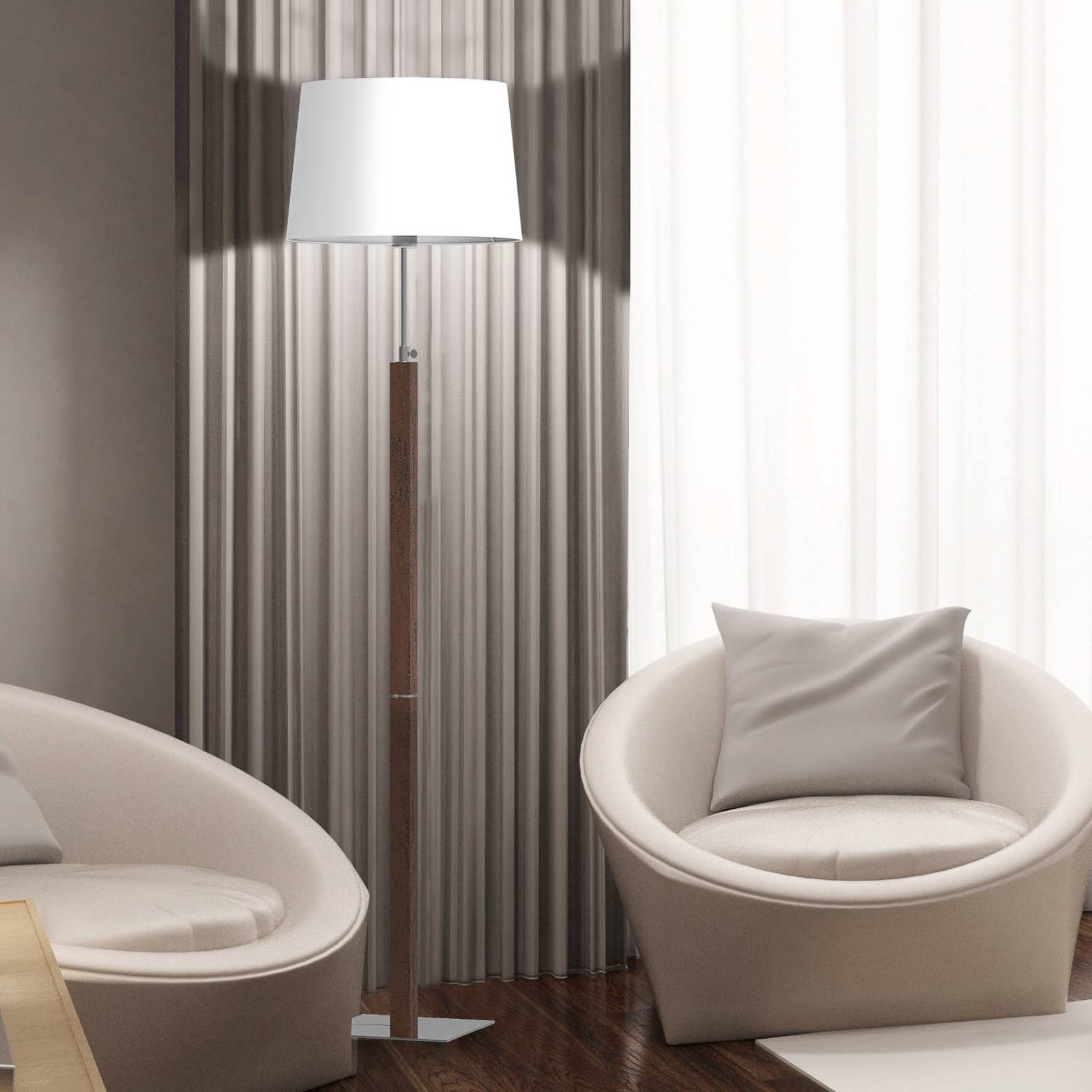 Aluminor Golvlampa Quatro Up, Aluminium / grå / zink, Vardagsrum / matsal, Trä, Modern, Golvlampa