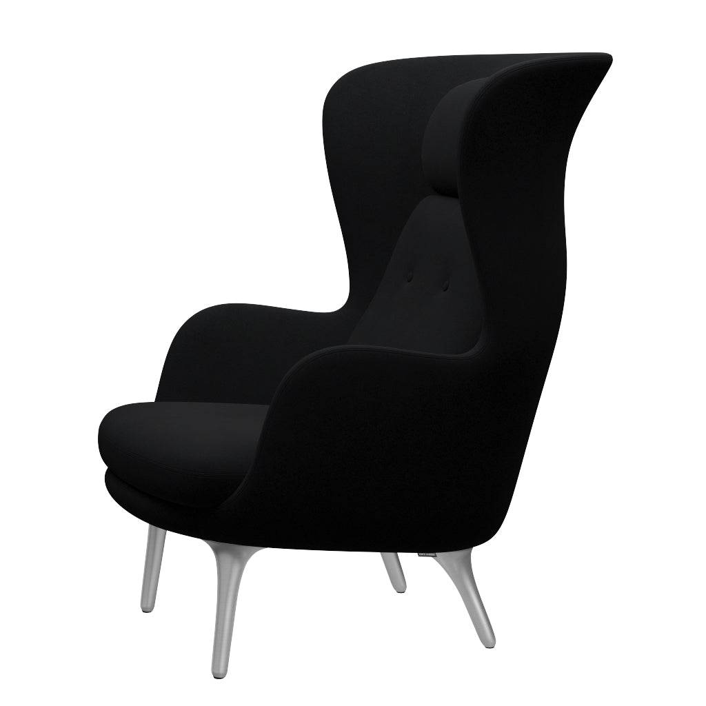 Ro Lænestol m. stel i aluminium fra Fritz Hansen Christianshavn - 1175 Black Uni - Jacobsen Plus