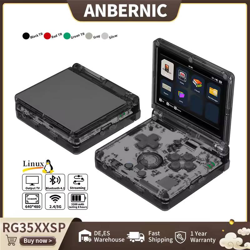 ANBERNIC RG35XXSP Flip Retro Handheld Game Console 3.5" IPS Clamshell Video Gaming Console Linux 64-bit Support 5GWiFi Bluetooth
