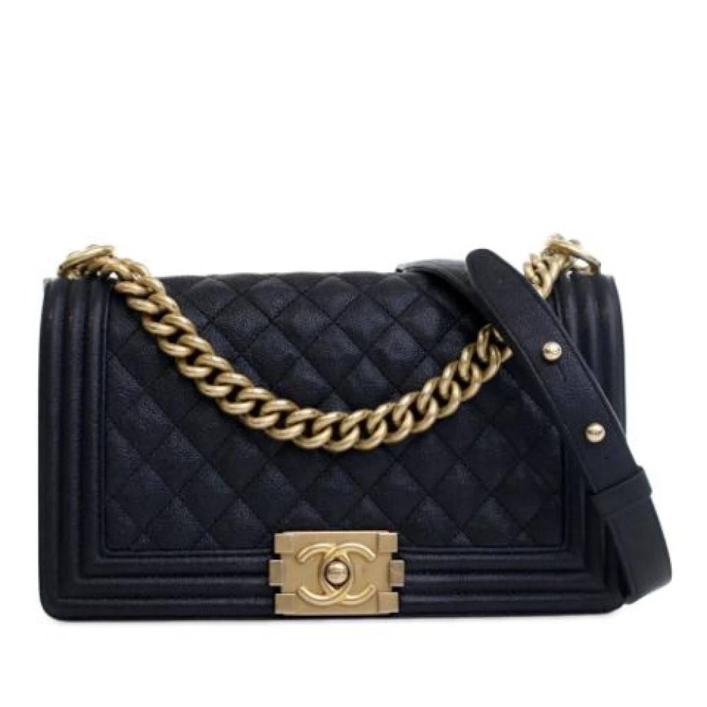 Chanel Vintage Pre-owned Quilted Caviar Leather Crossbody - Vintage - Dame - Blå - ONE SIZE - Uld