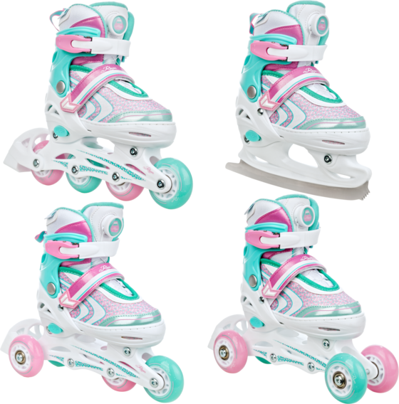 Raven 4in1 Lia Plus (all Led Wheels) Inlines Vit / Akvamarin Grön / Rosa - 30-33