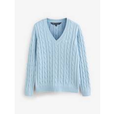 Crew Clothing Crew Clothing Blue V-Neck Chunky Heritage Cable Jumper