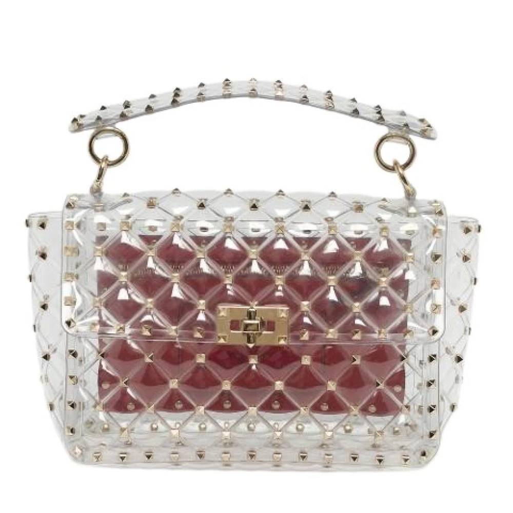 Valentino Vintage Pre-owned Rockstud Spike Taske - Vintage - Dame - Hvid - ONE SIZE - Uld