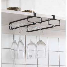 2 Pak Vin Glas Holder Stængglas Stativ Hængende Under Skab Vin Glas Stativ Ingen Boring Hængende Champagne Goblets Opbevaring Organiser, Sort