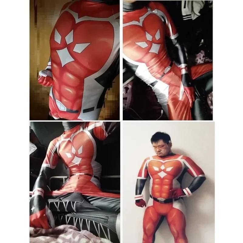 2026 New Halloween Live A Hero Cosplay Costume Zentai Red Strong Suit Superhero Bodysuit Adults Party Jumpsuits