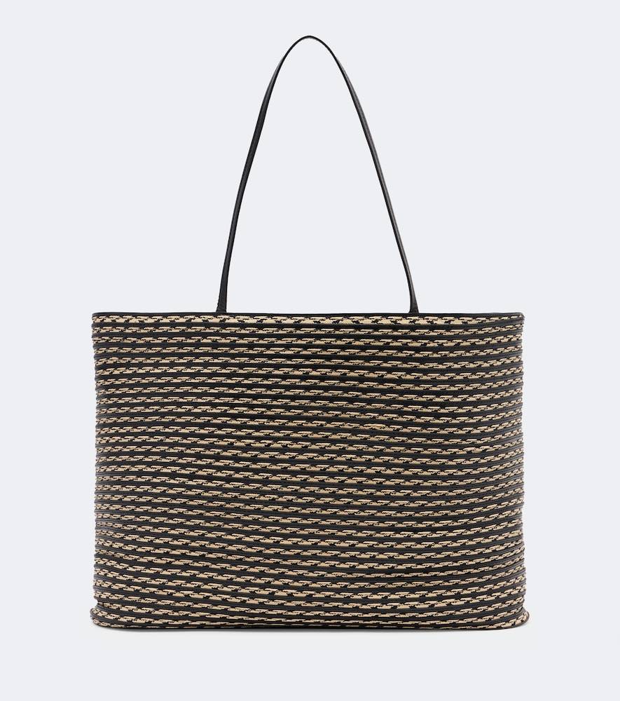 The Row Bolso Beau Large de rafia con piel - negro - Talla Única