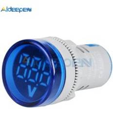 Diy mini digital voltmeter 22mm round dc 6-100v volt voltage tester meter monitor ström led indikator pilotlampa display - Blå
