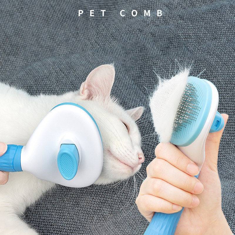 Stainless Steel Pet Hair Brush Deshedding Tool for Dogs Cats Long Hair Grooming Comb Cleaning Accessories Self Cleaning