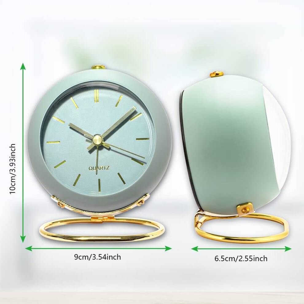Elegant metal skrivebordsur, vintage analog vækkeur med lydløs, ikke-tikkende bevægelse til skrivebord, soveværelse og stueindretning