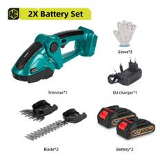 NEWBENY elektrisk häcksax 2 IN 1 sladdlös effektiv hushållsbeskärningssåg Uppladdningsbara elverktyg för Makita 18V batteri 1xBattery -EU Plug-Yellow