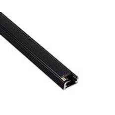 Ledomec LED ALU profil smal LED-list (14 x 7 mm) i svart med lock (2 m svart - skydd svart)