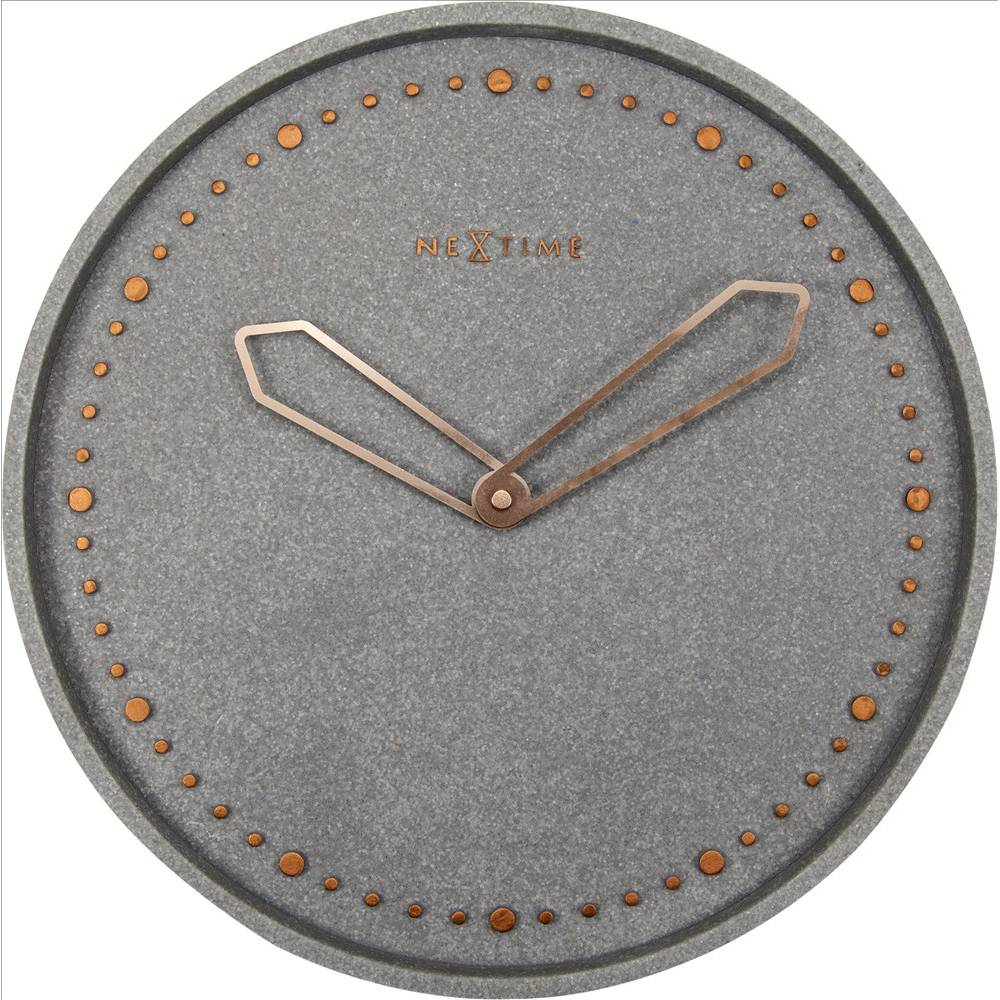 NeXtime – Väggklocka – Classy Large, Vit/Koppar/Glas