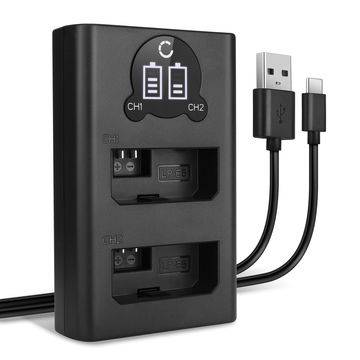 USB-dubbelladdare (LP-E5) för Canon EOS 1000D EOS 500D EOS 450D EOS Rebel XS Rebel XSi Rebel T1i + 1m + USB Kabel från CELLONIC