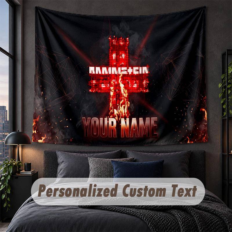 Custom Name Text Tapestry,Rammstein Decorative Wall Hanging, Background Tapestry For Home Bedroom