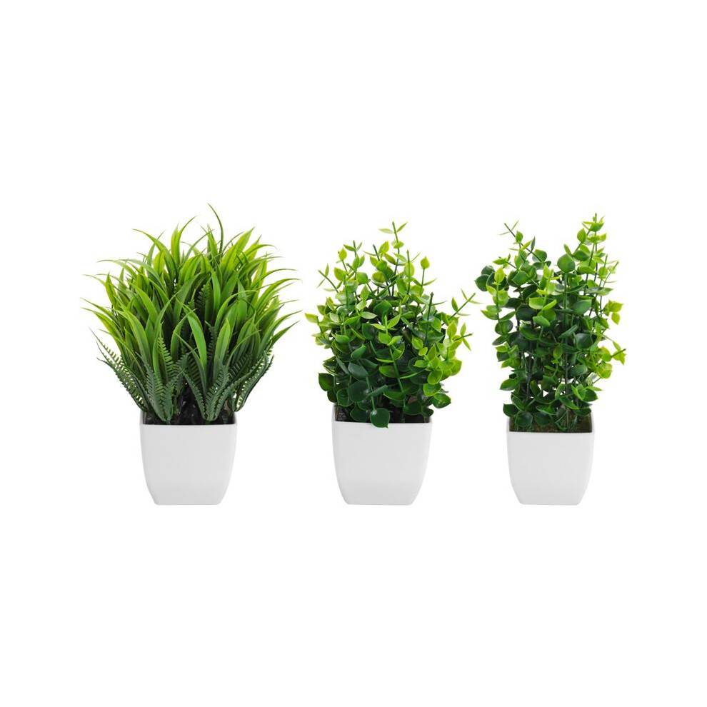 3 Pack Fake Plants in Pots Artificial Eucalyptus Plant Potted Faux Plants Indoor Small Plastic Wheat Grass Shrubs