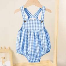 Babyblå & vit plädoverall, Casual mångsidig för pojkar och flickor (6-9M,9-12M,12-18M,18-24M,2-3Y,0-1M,1-3M,3-6M)