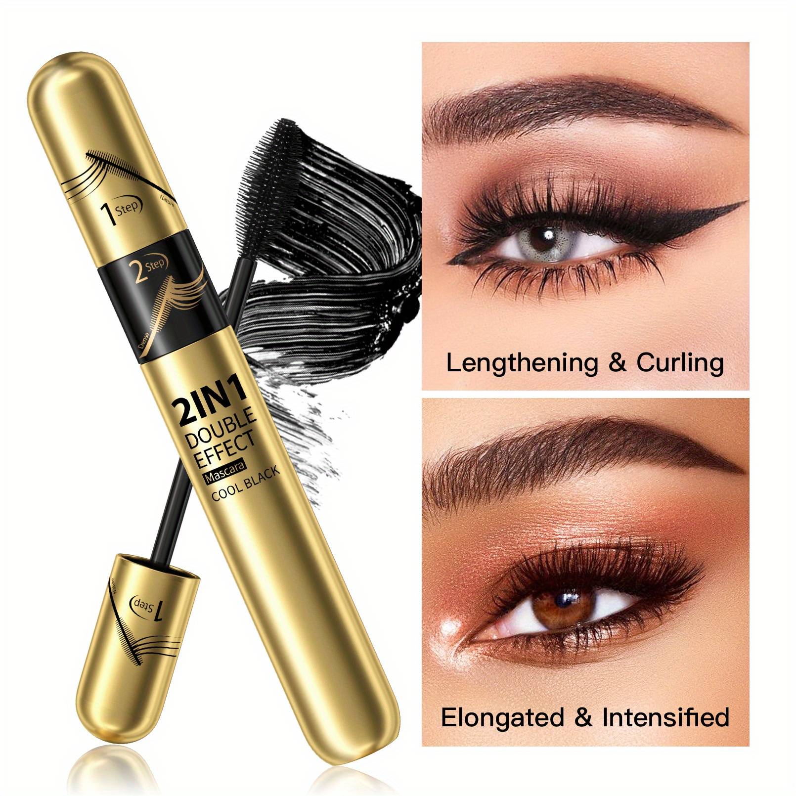 TEMU 4d Fiber Mascara - Waterproof, , Natural Lengthening & Thickening Effect, No Clumping, Super Strong