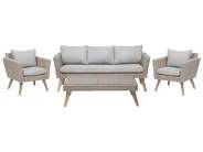 Loungesæt med bord 5 personers VITTORIA XL Cremehvid PE-rattan