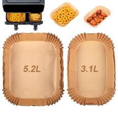 GINOYA Backpapier für Tefal EY9018 Dual Easy Fry 5,2/3,1 L, Philips Dual Basket Airfryer 3000-Serie, Philips Airfryer 5000 Serie, DMS, Luftfritteusen Zubehör für Doppelkammer Heißluftfritteuse