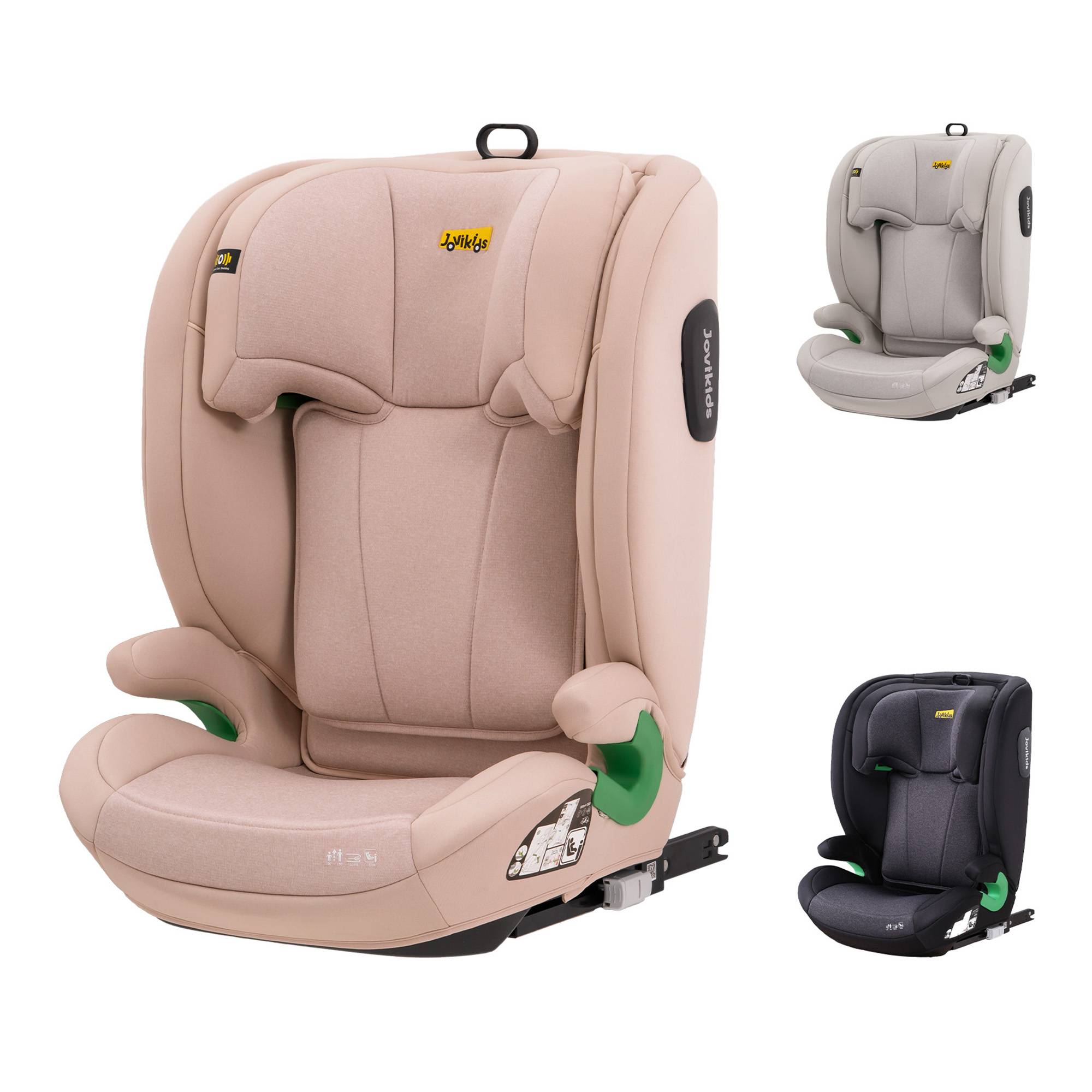 Highback Booster Seat with ISOFIX and I-Size R129, Adjustable Car Seat with 10-Position Headrest for 100-150 cm, 44L x 46W x 80H cm, Pink Aosom UK