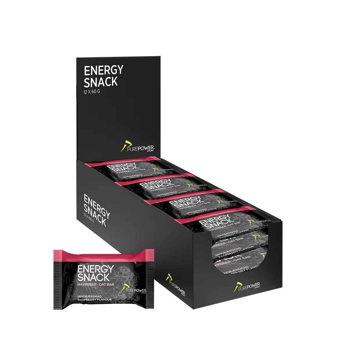 PurePower Energy Snack - Hindbær (12x 60g)