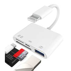 Lightning till USB Micro SD-laddare SD-kortläsare (4 i 1) Compact Flash-läsare adapter för Apple iPhone 14 13 12 11 Pro Max för iPad SD-kortläsare kabel kontakt minnessticka foton tillbehör