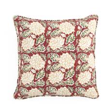 Kuddfodral Eko Dahlia röd/grön 50x50 cm - Grön/Gul/Röd